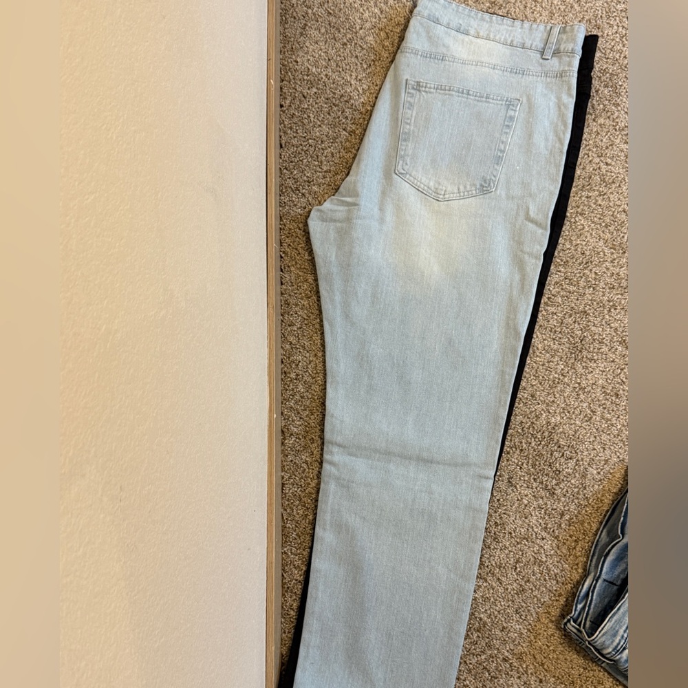 Light Blue and Black split color Jeans